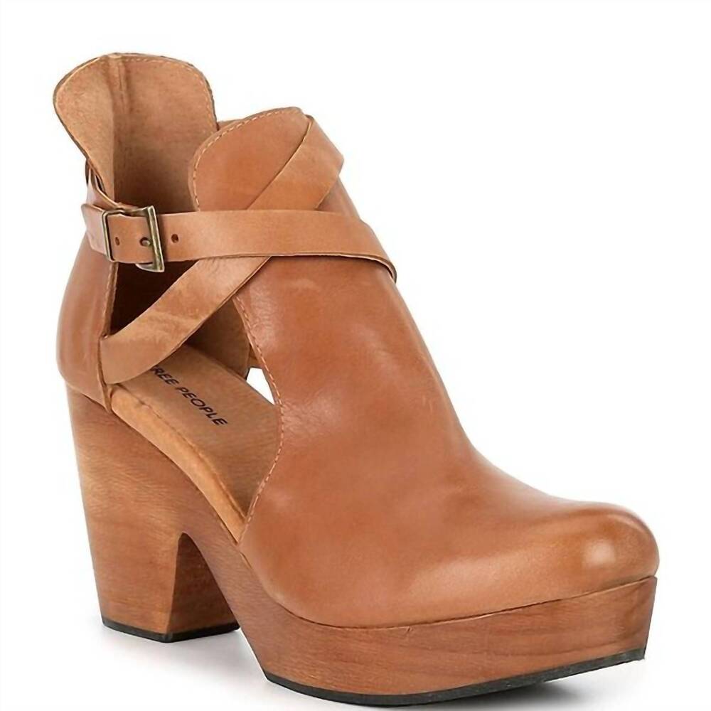 NEW FREE PEOPLE women's ankle-length leather clog in brown